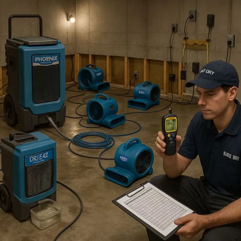 Structural Drying and Dehumidification process in Mira Mesa, CA